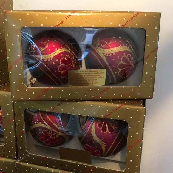 Handcrafted Christmas Glass Ornaments From Dillards 12 Total Pieces - Picture 4 of 7